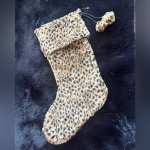 NWOT NEW Leopard Faux Fur Christmas Stocking 17"